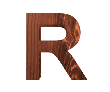 3D decorative wooden Alphabet, capital letter Rの写真素材