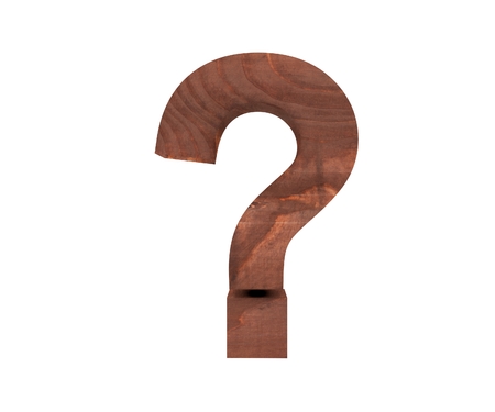 Alphabet wooden texture question sign. 3d rendering illustrationの写真素材