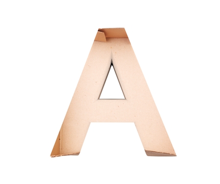 3D decorative Alphabet From cardboard box, capital letter Aの写真素材