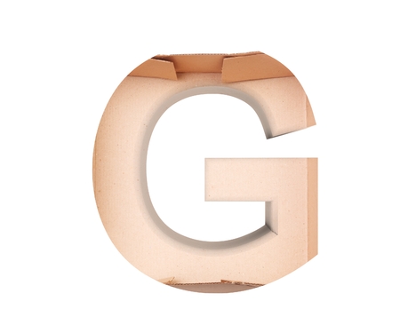 3D decorative Alphabet From cardboard box, capital letter Gの写真素材