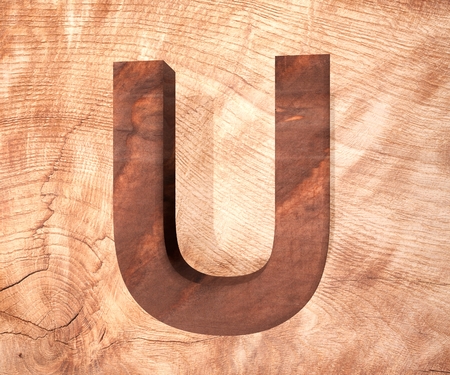 3D decorative wooden Alphabet, capital letter Uの写真素材