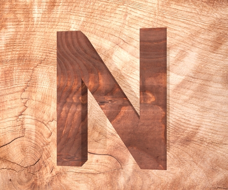 3D decorative wooden Alphabet, capital letter Nの写真素材