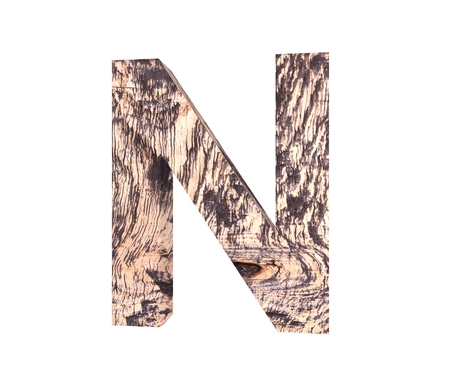 3D decorative wooden Alphabet, capital letter Nの写真素材