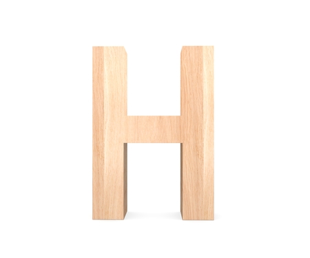3D decorative wooden Alphabet, capital letter Hの写真素材