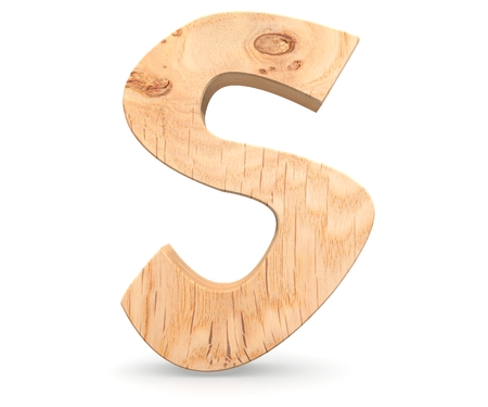 3D decorative wooden Alphabet, capital letter Sの写真素材