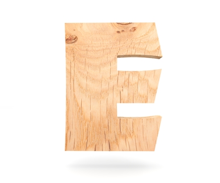 3D decorative wooden Alphabet, capital letter Eの写真素材