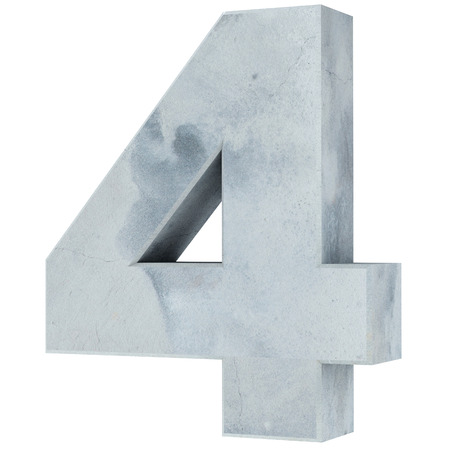 Concrete Numbers isolated on white background (Number 4). 3D render Illustrationの写真素材