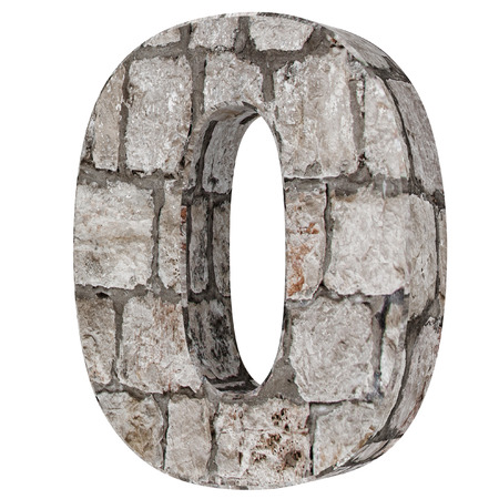 The number zero - 0 of stone bricks. 3D Render Illustrationの写真素材