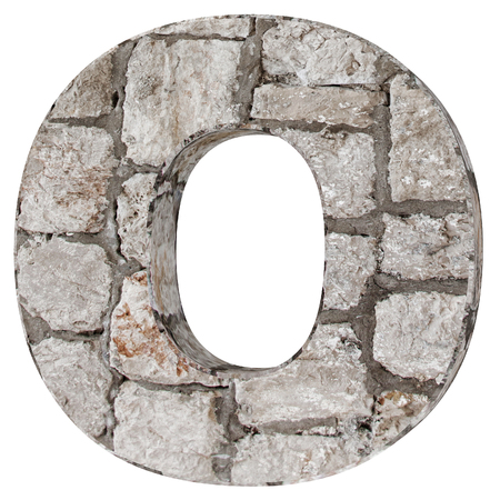 Capital letter - O from stone bricks. 3D Render Illustration.の写真素材