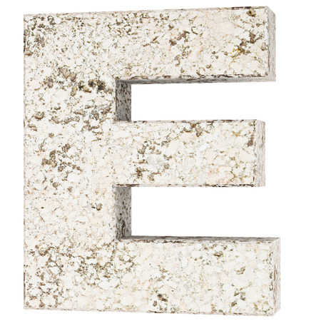 The Capital Letter - E from stone. 3D Render Illustrationの写真素材