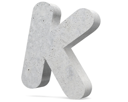 Concrete Capital Letter - K isolated on white background . 3D render Illustrationの写真素材