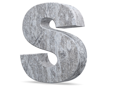 Concrete Capital Letter - S isolated on white background . 3D render Illustrationの写真素材