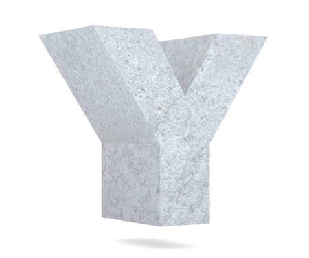 Concrete Capital Letter - Y isolated on white background. 3D render Illustrationの写真素材