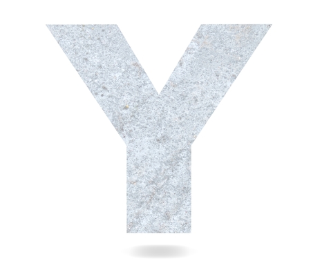 Concrete Capital Letter - Y isolated on white background. 3D render Illustrationの写真素材