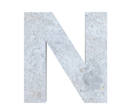 Concrete Capital Letter - N isolated on white background. 3D render Illustrationの写真素材