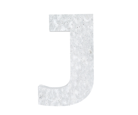 Concrete Capital Letter - J isolated on white background. 3D render Illustrationの写真素材