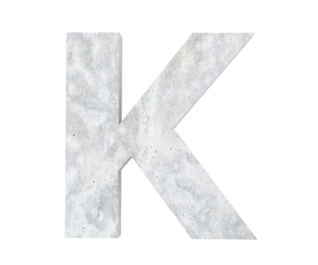 Concrete Capital Letter - K isolated on white background. 3D render Illustrationの写真素材