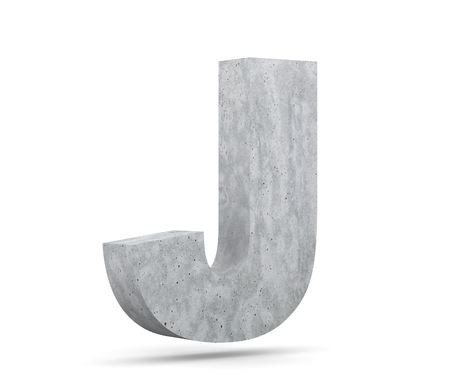 Concrete Capital Letter - J isolated on white background. 3D render Illustrationの写真素材