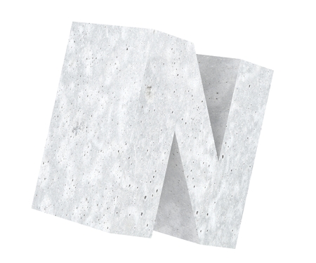 Concrete Capital Letter - N isolated on white background. 3D render Illustrationの写真素材
