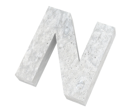 Concrete Capital Letter - N isolated on white background. 3D render Illustrationの写真素材