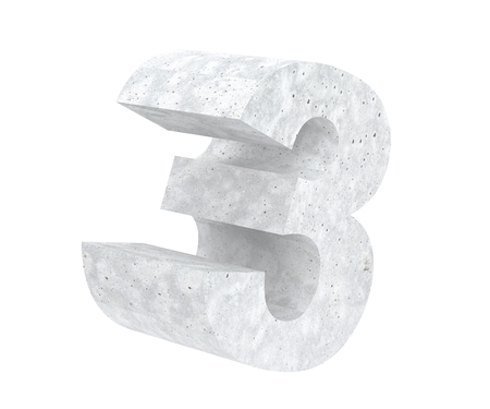3D rendering concrete number 3 three. 3D render Illustration.の写真素材