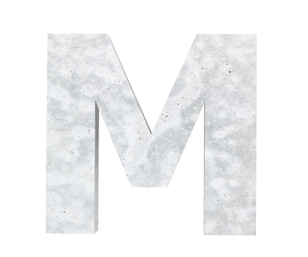 Concrete Capital Letter - M isolated on white background. 3D render Illustrationの写真素材