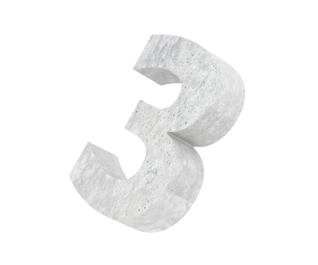 3D rendering concrete number 3 three. 3D render Illustration.の写真素材