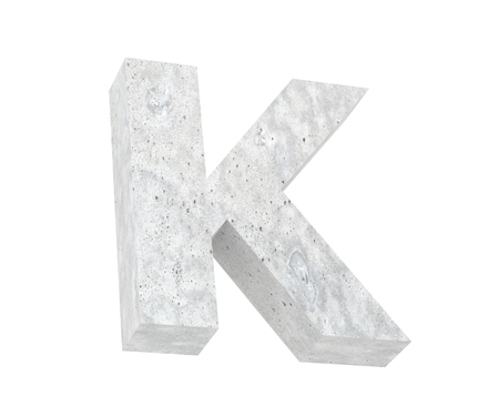 Concrete Capital Letter - K isolated on white background. 3D render Illustrationの写真素材