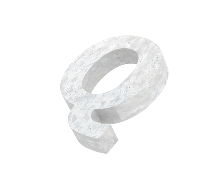 Concrete Capital Letter - Q isolated on white background. 3D render Illustrationの写真素材