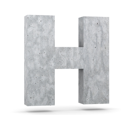 Concrete Capital Letter - H isolated on white background. 3D render Illustrationの写真素材