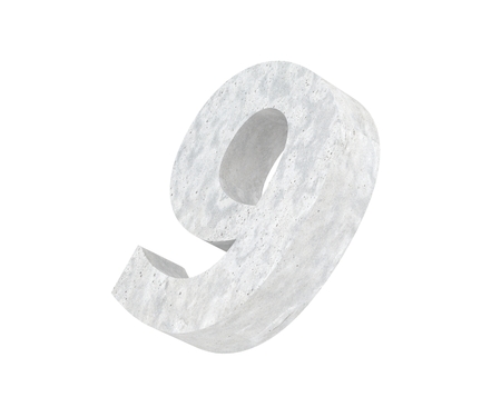 3D rendering concrete number 9 nine. 3D render Illustration.の写真素材