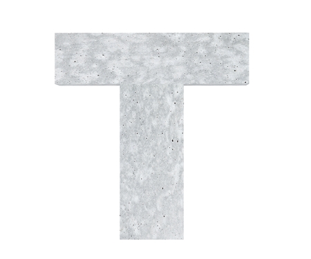 Concrete Capital Letter - T isolated on white background. 3D render Illustrationの写真素材