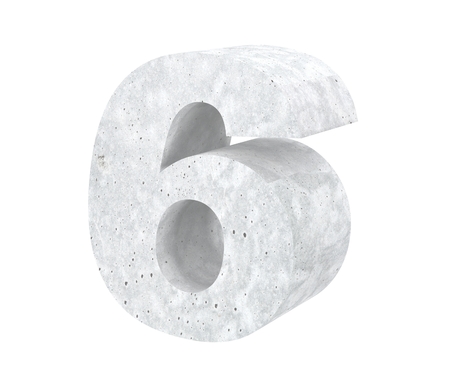 3D rendering concrete number 6 six. 3D render Illustration.の写真素材