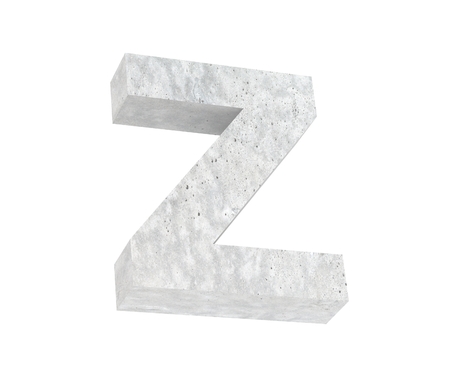 Concrete Capital Letter - Z isolated on white background. 3D render Illustrationの写真素材