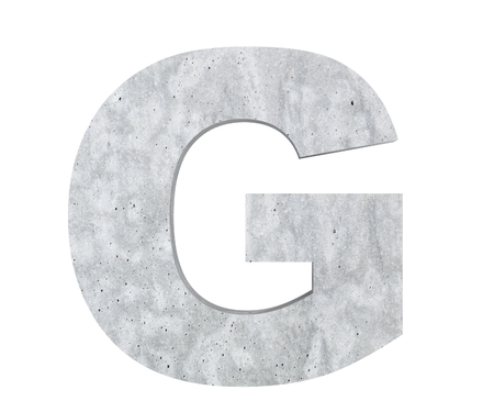 Concrete Capital Letter - G isolated on white background. 3D render Illustrationの写真素材
