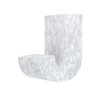 Concrete Capital Letter - J isolated on white background. 3D render Illustrationの写真素材