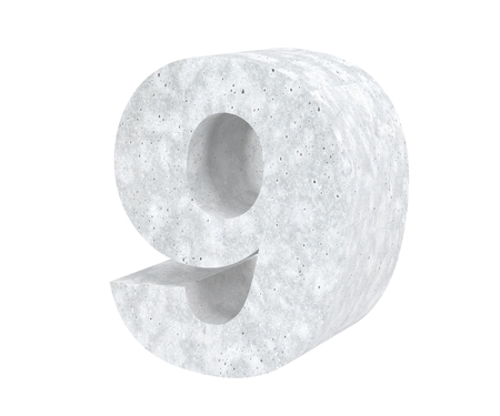 3D rendering concrete number 9 nine. 3D render Illustration.の写真素材