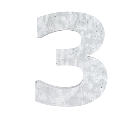 3D rendering concrete number 3 three. 3D render Illustration.の写真素材