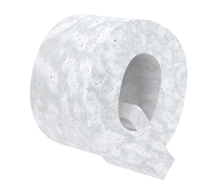 Concrete Capital Letter - Q isolated on white background. 3D render Illustrationの写真素材