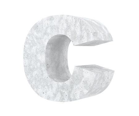 Concrete Capital Letter - C isolated on white background. 3D render Illustrationの写真素材