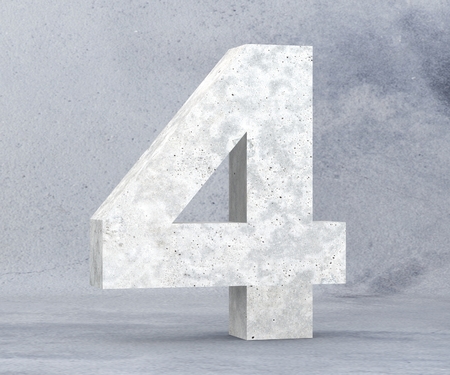 3D rendering concrete number 4. 3D render Illustration.