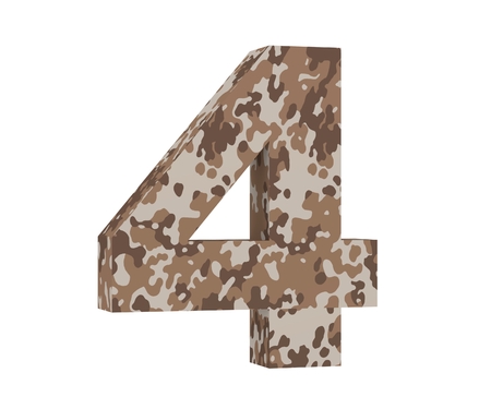 3D rendering Camouflage number 4 four. 3D render Illustration.の写真素材