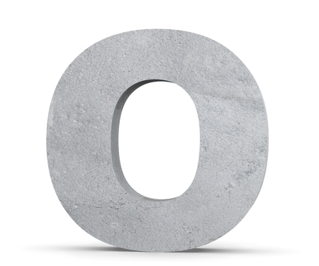 Concrete Capital Letter - O isolated on white background. 3D render Illustrationの写真素材