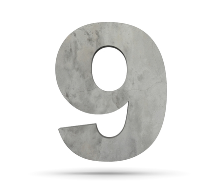 3D rendering concrete number 9 nine. 3D render Illustration.の写真素材