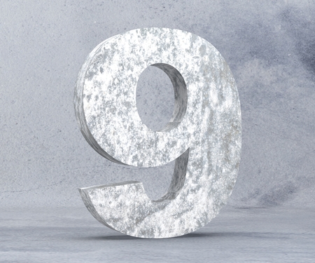 3D rendering concrete number 9 nine. 3D render Illustration.の写真素材