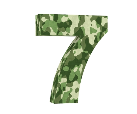 3D rendering Camouflage number 7 seven. 3D render Illustration.