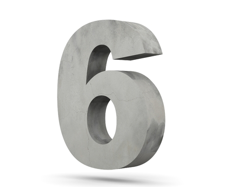 3D rendering concrete number 6 six. 3D render Illustration.の写真素材