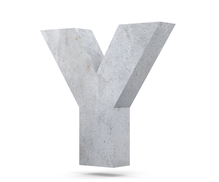 Concrete Capital Letter - Y isolated on white background. 3D render Illustrationの写真素材