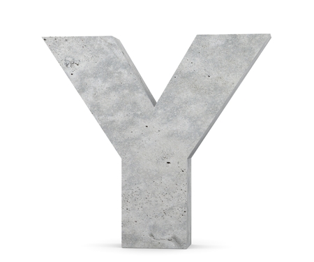 Concrete Capital Letter - Y isolated on white background. 3D render Illustrationの写真素材