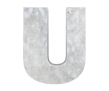 Concrete Capital Letter - U isolated on white background. 3D render Illustrationの写真素材